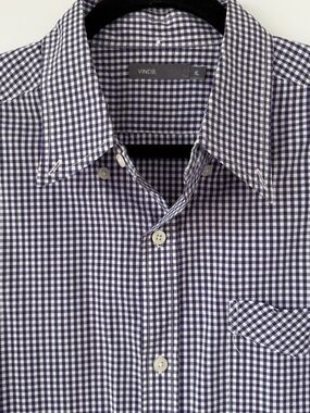 Vince Navy Gingham Check Long Sleeve Shirt- Size XL